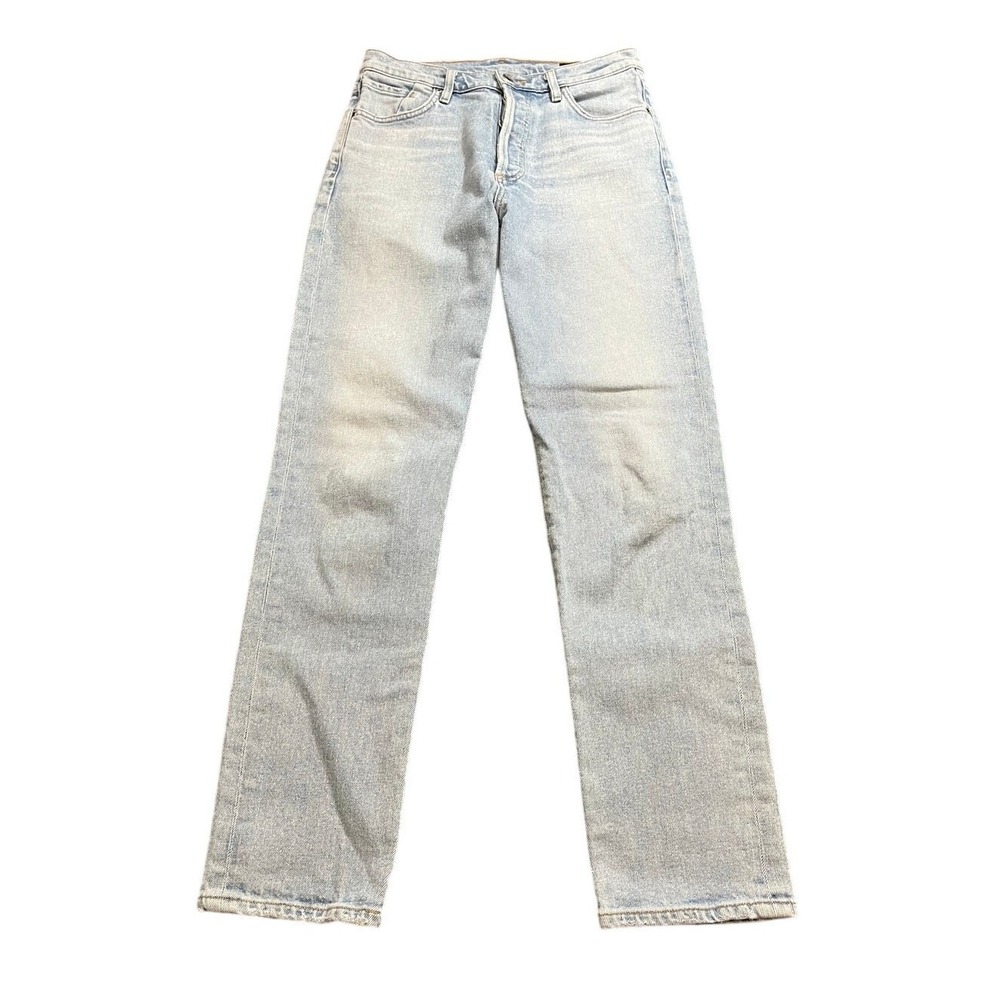 GOLDSIGN Straight Leg Jeans Women Size 26 Light‎ Wash Button Fly High Rise Denim